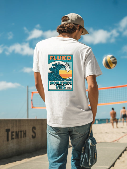FLUKO Worldwide VHS Tee – Sunset Surf Edition