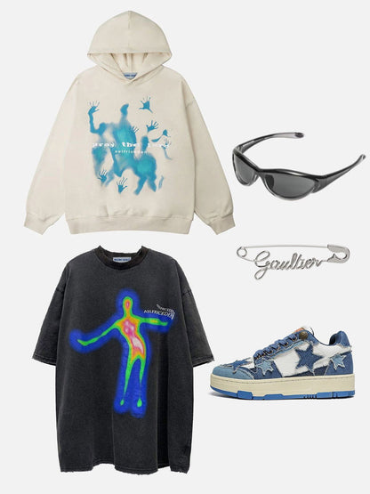 Aelfric Eden Distorted Portrait Graphic Oversized Tee
