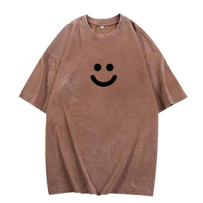 SMILEY Washed Minimalist Graphic Tee