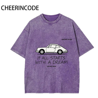 🚗Dream Departure Vintage Sports Car Print T-Shirt