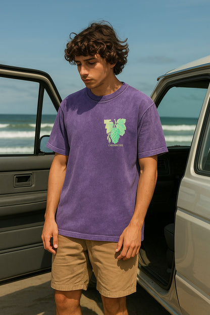 Ummer Grape Pattern Washed Short Sleeve