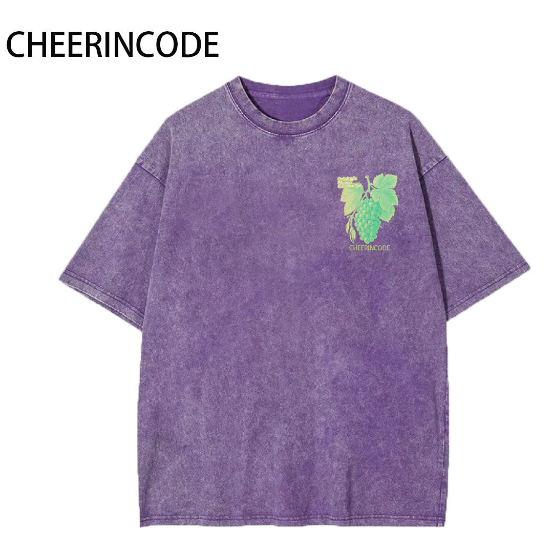 Ummer Grape Pattern Washed Short Sleeve