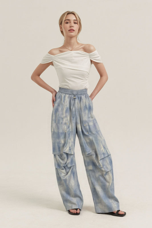 Fost Fish Women's Washed Wide-Leg Cargo Pants