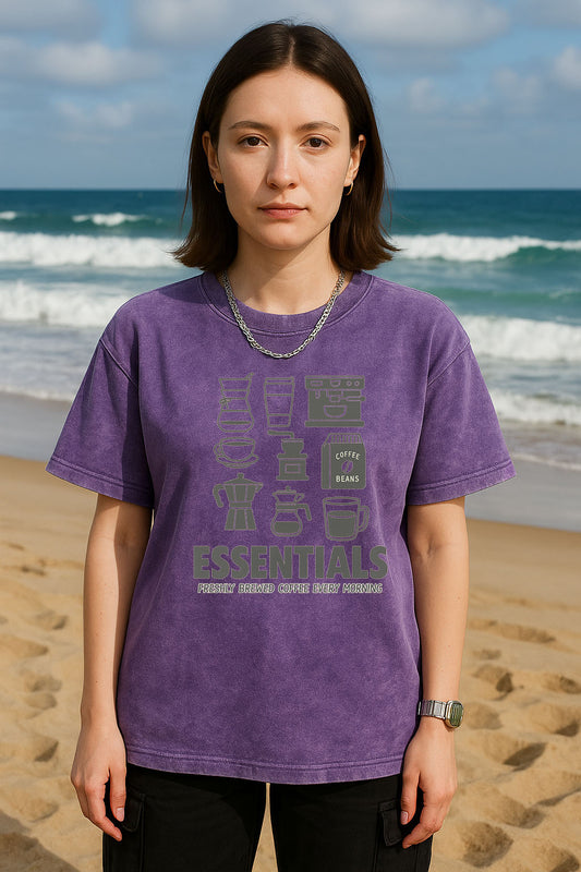 Vintage Style Coffee Element Printed T-Shirt