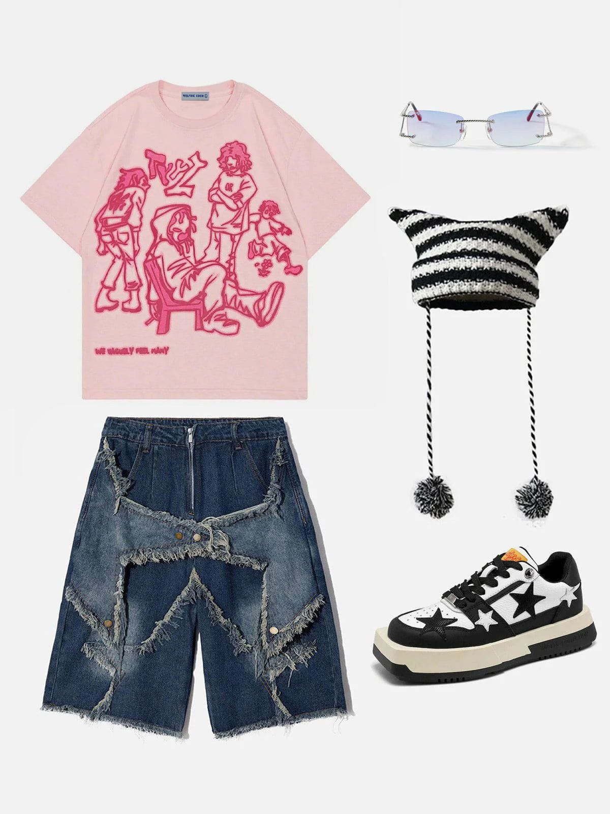 Aelfric Eden Cartoon Line Character Print Tee
