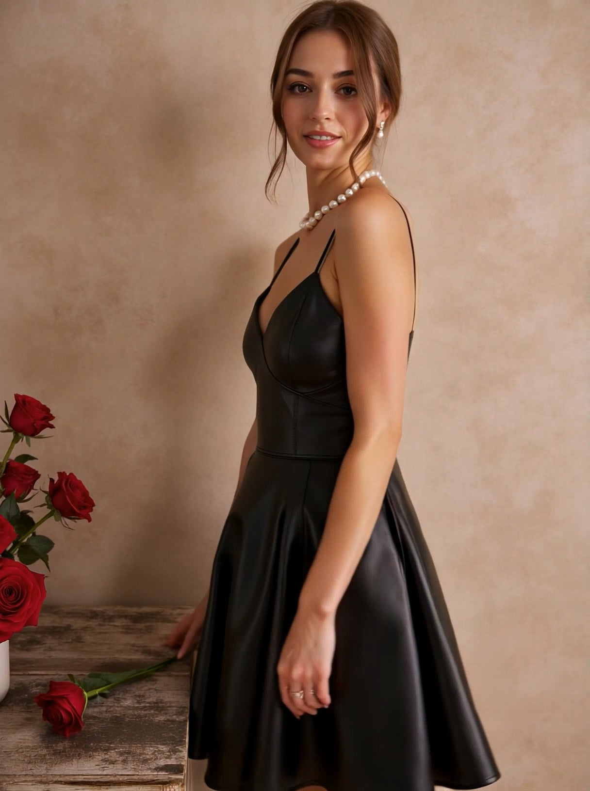 Falletta Vegan Leather Mini Dress