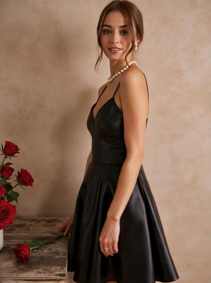 Falletta Vegan Leather Mini Dress