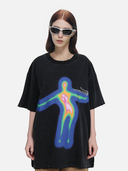 Aelfric Eden Distorted Portrait Graphic Oversized Tee
