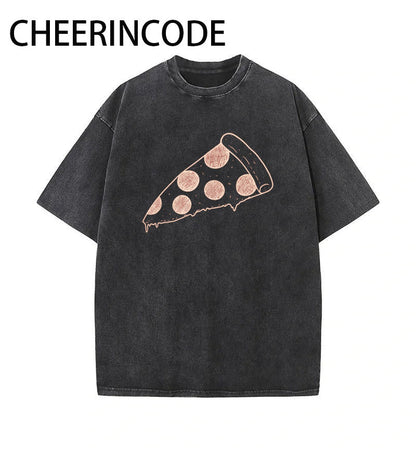 Pizza Slice Sketch Graphic T-Shirt -230G Washed