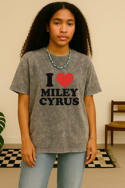 I Love Miley Cyrus Letter Print T-Shirt