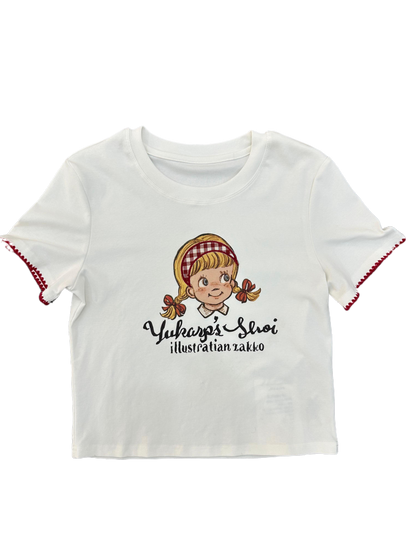 Fost Fish Women's Cartoon Illustration Tee with Ruffled Sleeves