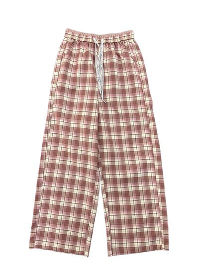 Fost Fish Women‘s Plaid Drawstring Wide-Leg Pants