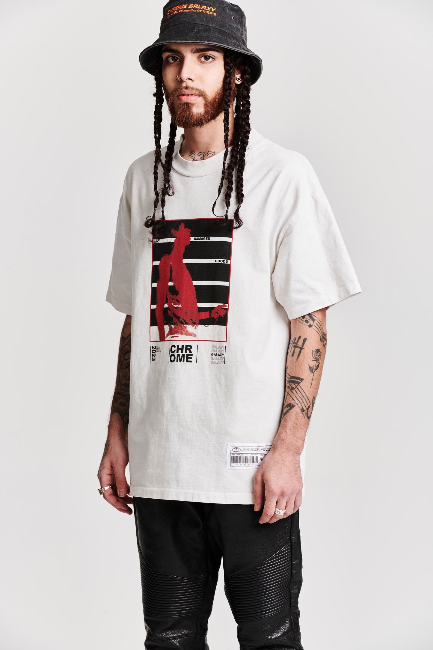 DAMAGED GOODS ABSTRACT SHORT SLEEVE TEE WHITE