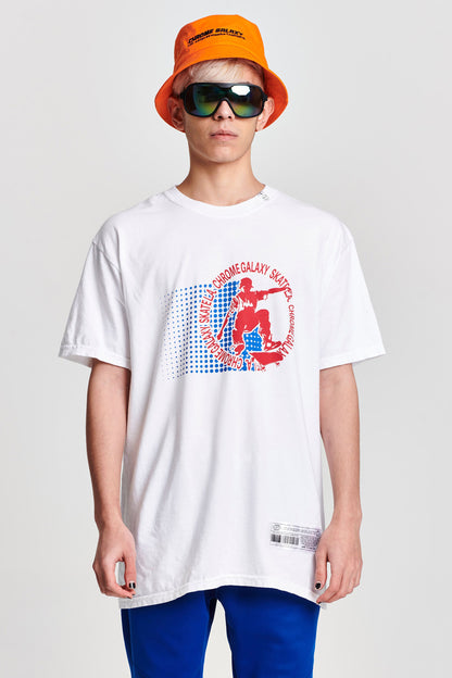 DOTTED SKATER PRINT SHORT SLEEVE TEE WHITE