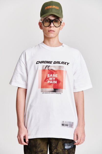 EASE MY PAIN KISSING LIPS OVERSIZED SHORT SLEEVE T-SHIRT WHITE
