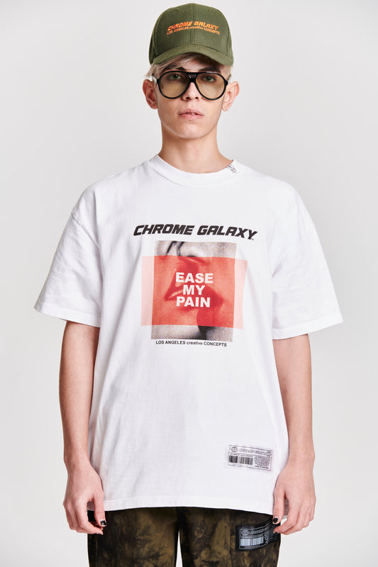 EASE MY PAIN KISSING LIPS OVERSIZED SHORT SLEEVE T-SHIRT WHITE