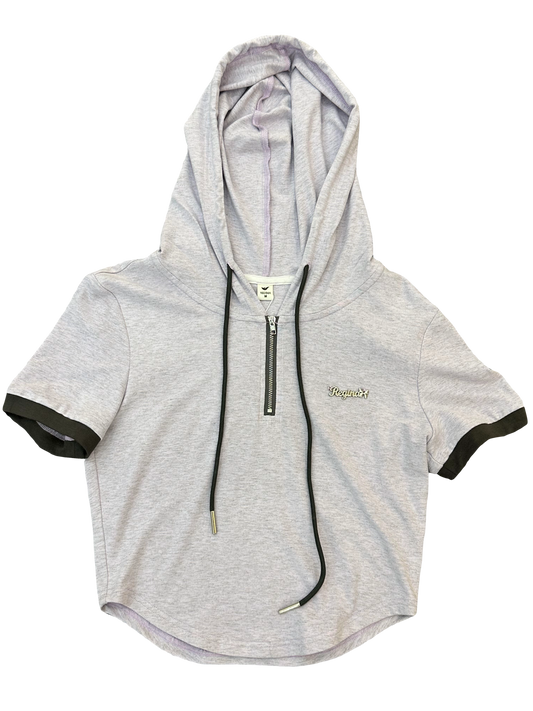 Fost Fish Women's Patchwork Zipper Hooded Short Sleeve