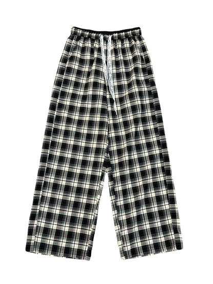 Fost Fish Women‘s Plaid Drawstring Wide-Leg Pants