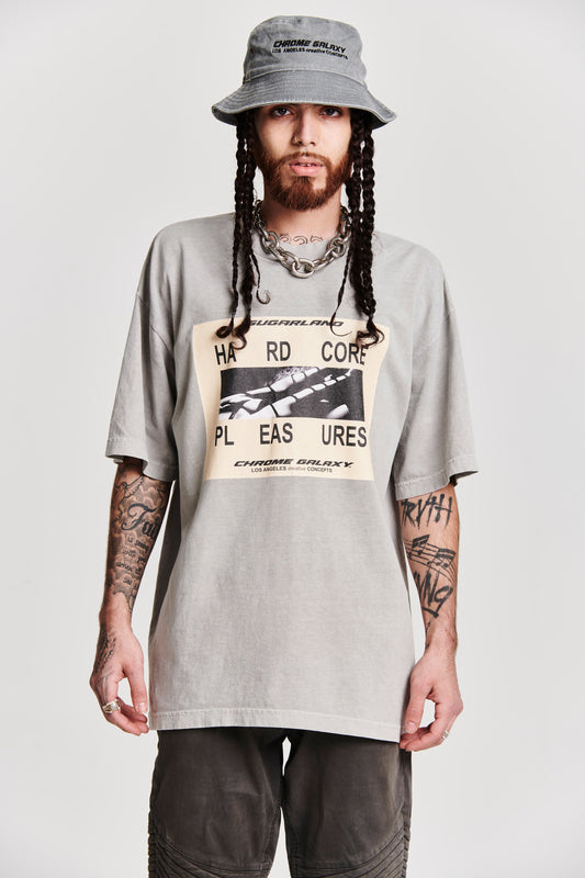 HARDCORE PLEASURES OVERSIZED SHORT SLEEVE T-SHIRT LIGHT GREY