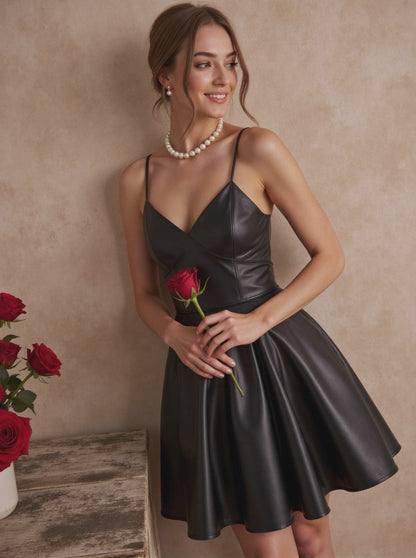 Falletta Vegan Leather Mini Dress