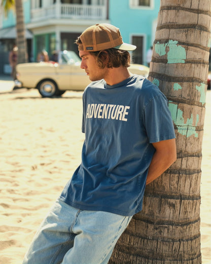 ADVENTURE Typography Tee – Blue Explorer Edition