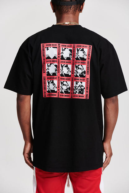 SQUARE RED OVERSIZED SHORT SLEEVE T-SHIRT BLACK