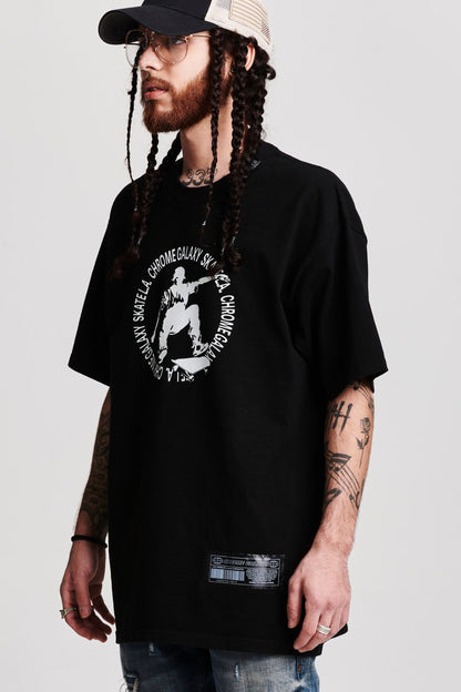 SKATE LA LOGO PRINT SHORT SLEEVE T-SHIRT BLACK