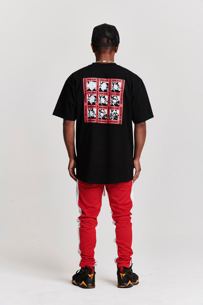 SQUARE RED OVERSIZED SHORT SLEEVE T-SHIRT BLACK