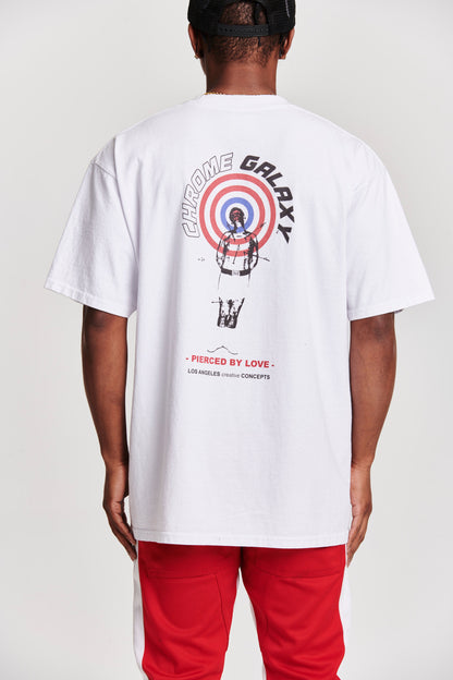 TARGET PIERCED BY LOVE OVERSIZED SHORT SLEEVE T-SHIRT WHITE