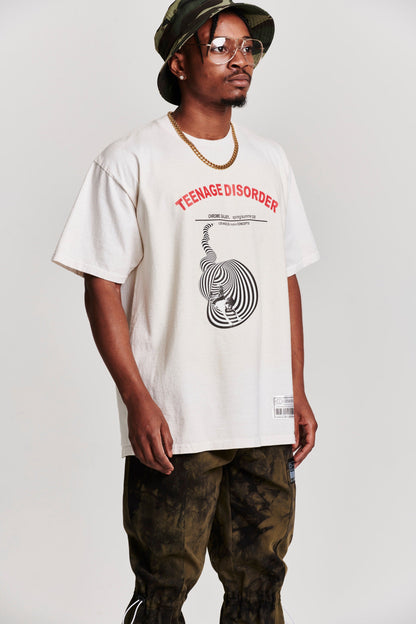 TEENAGE DISORDER OVERSIZED SHORT SLEEVE T-SHIRT CREME