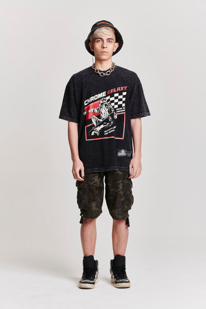 ROAM THE UNKNOWN OVERSIZED SHORT SLEEVE T-SHIRT CHARCOAL GREY