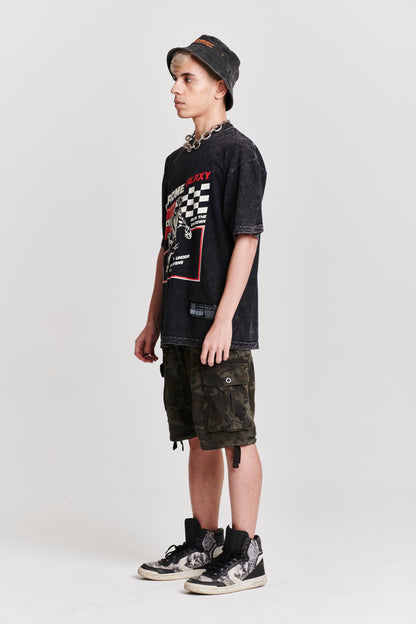 ROAM THE UNKNOWN OVERSIZED SHORT SLEEVE T-SHIRT CHARCOAL GREY